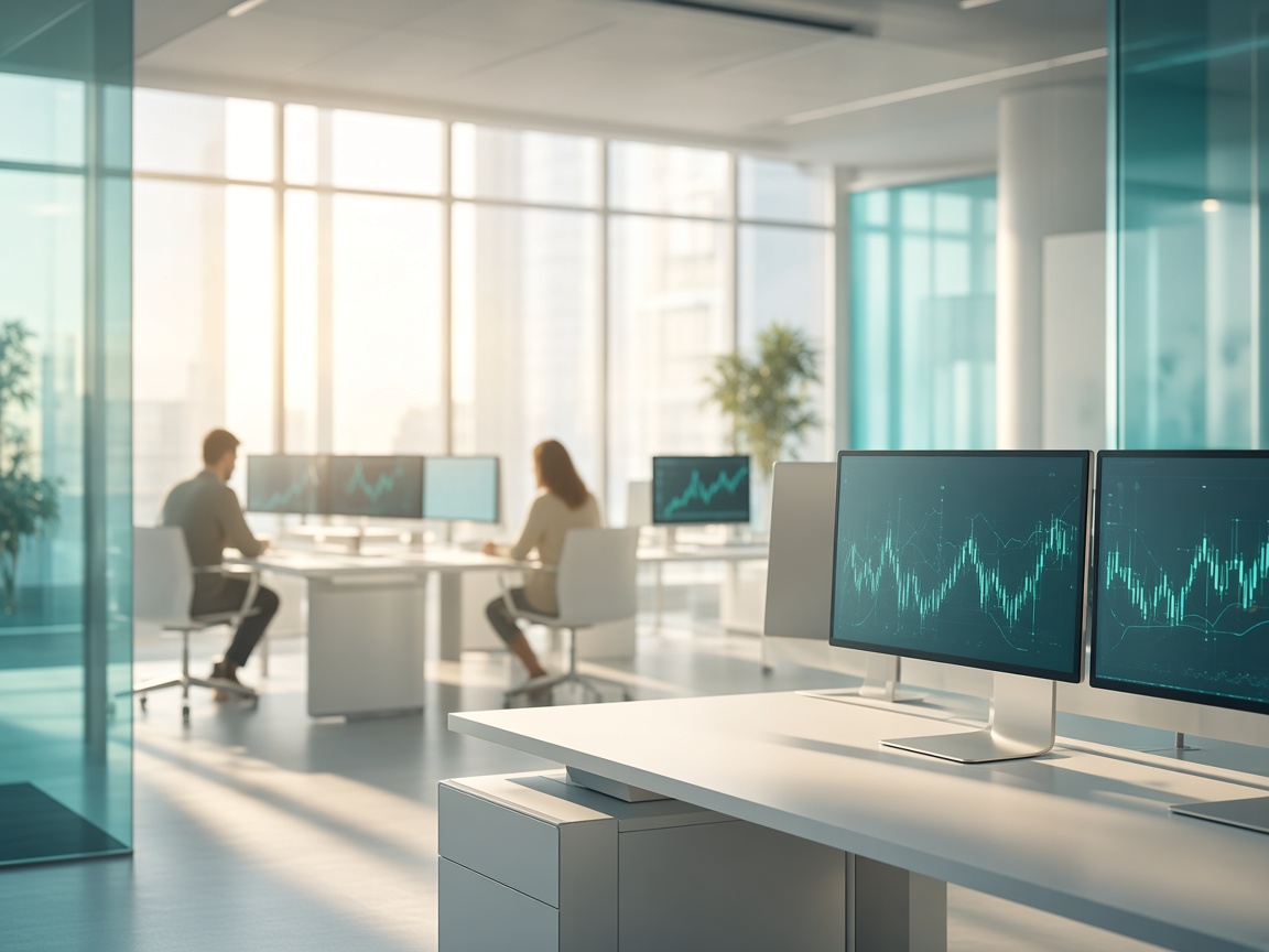 Product- en supportteams van Ananos Capital overleggen in een lichte, hedendaagse kantoorruimte
